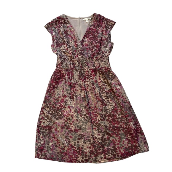 Banana Republic V-Neck Cap Sleeve Smocked Waist Chiffon Dress, Sz 2 - Picture 12 of 15